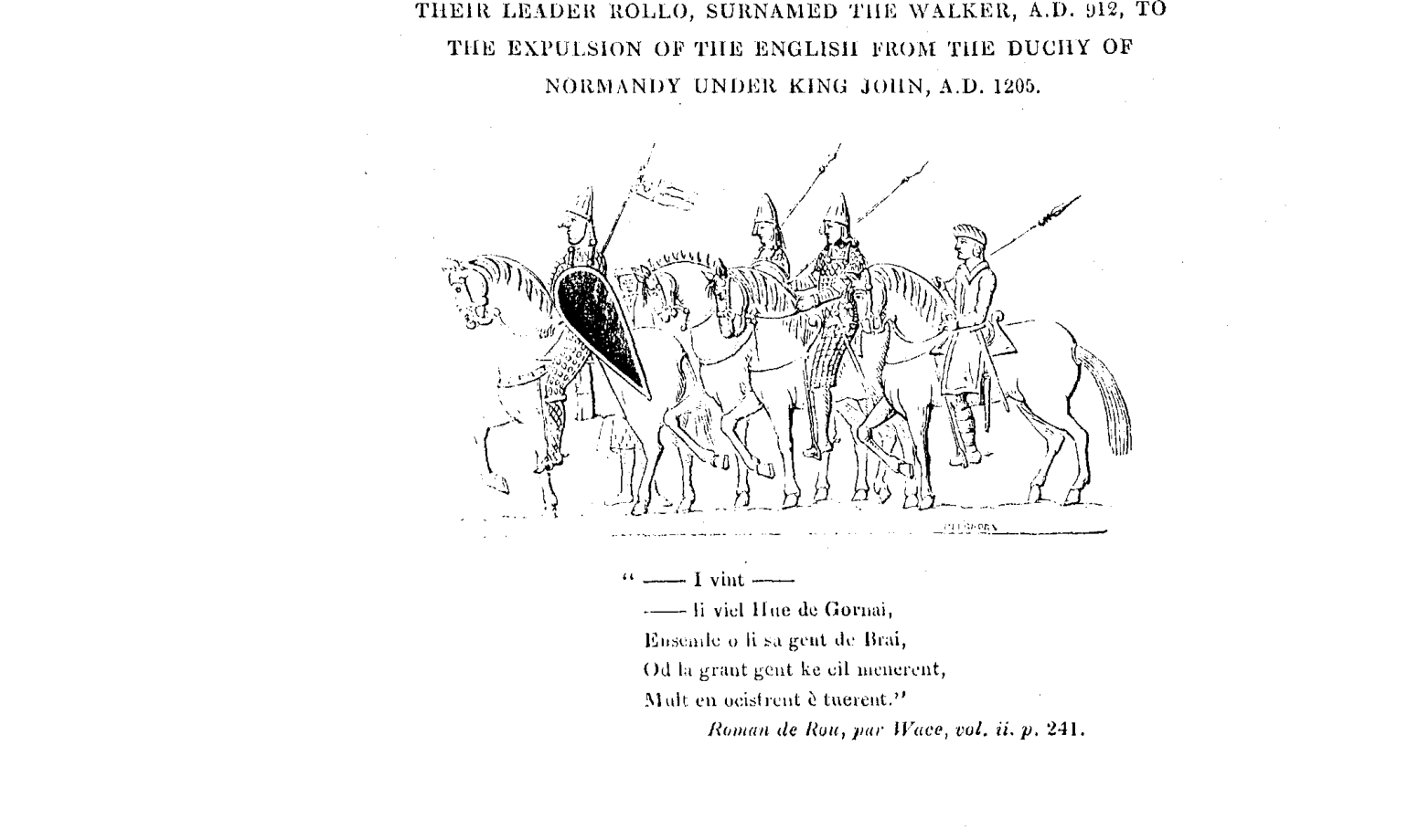 Mounted horsemen vignette from Daniel Gurney's Part I title page